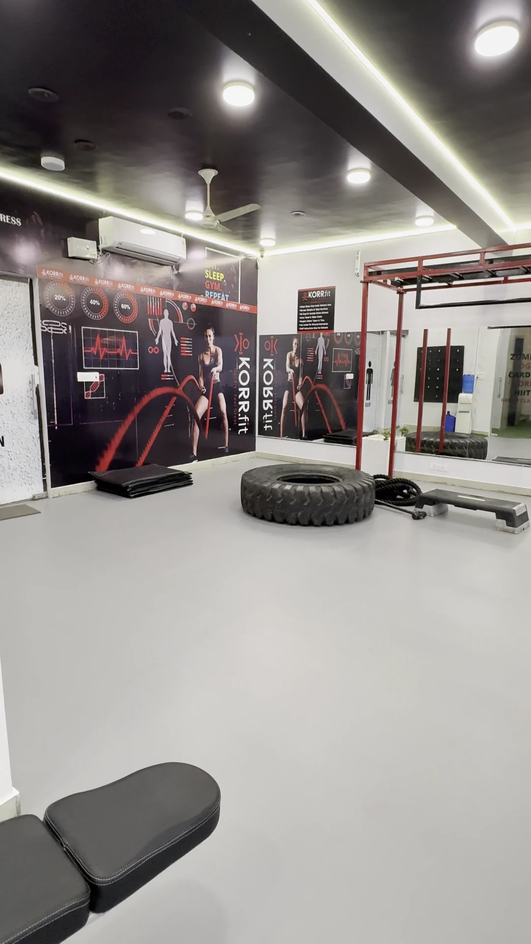 Open HIIT and group training floor at KORR.fit Mansarovar